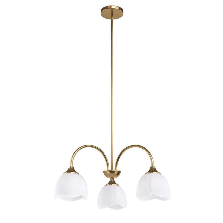 Twilight 3-light 23.9'' Dimmable Frosted Glass Modern/traditional Chandelier With Flower Shade For Dining Room #P39013
