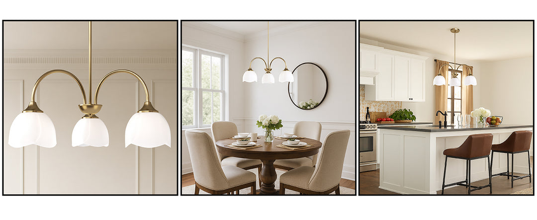 Twilight 3-light 23.9'' Dimmable Frosted Glass Modern/traditional Chandelier With Flower Shade For Dining Room #P39013