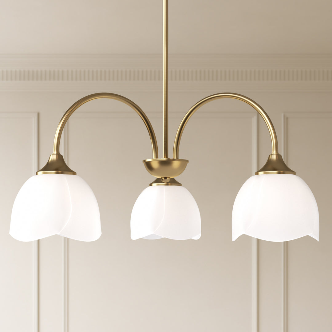 Twilight 3-light 23.9'' Dimmable Frosted Glass Modern/traditional Chandelier With Flower Shade For Dining Room #P39013