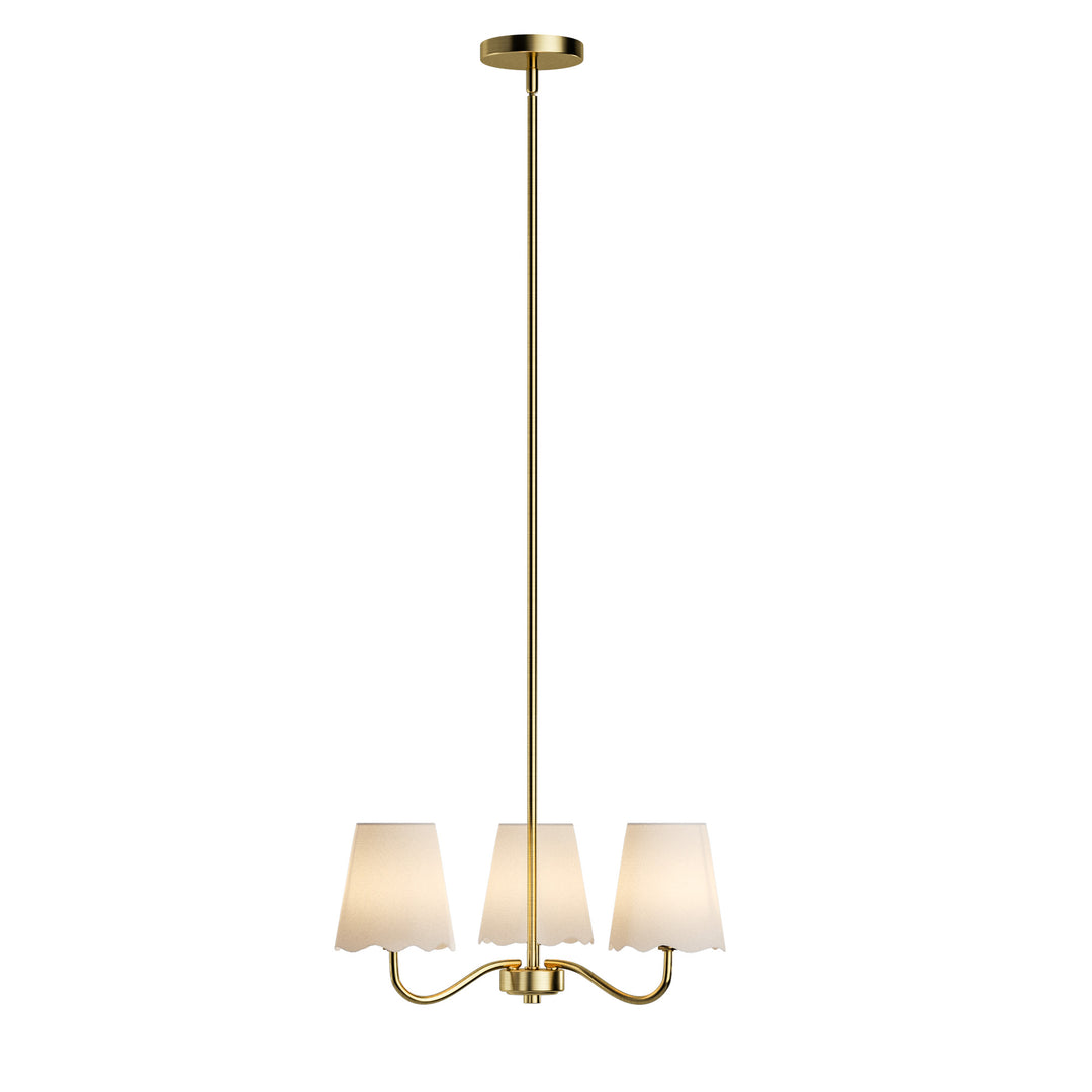 Twilight 3-light 21"W Matte Black Modern Spider Chandelier with Linen Shades for Dining Room or Kitchen Island #39017