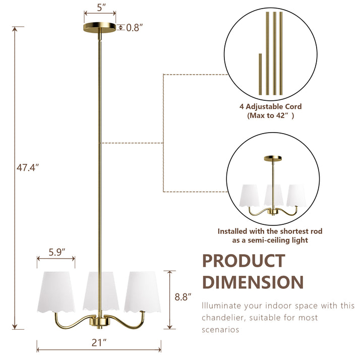 Twilight 3-light 21"W Matte Black Modern Spider Chandelier with Linen Shades for Dining Room or Kitchen Island #39017