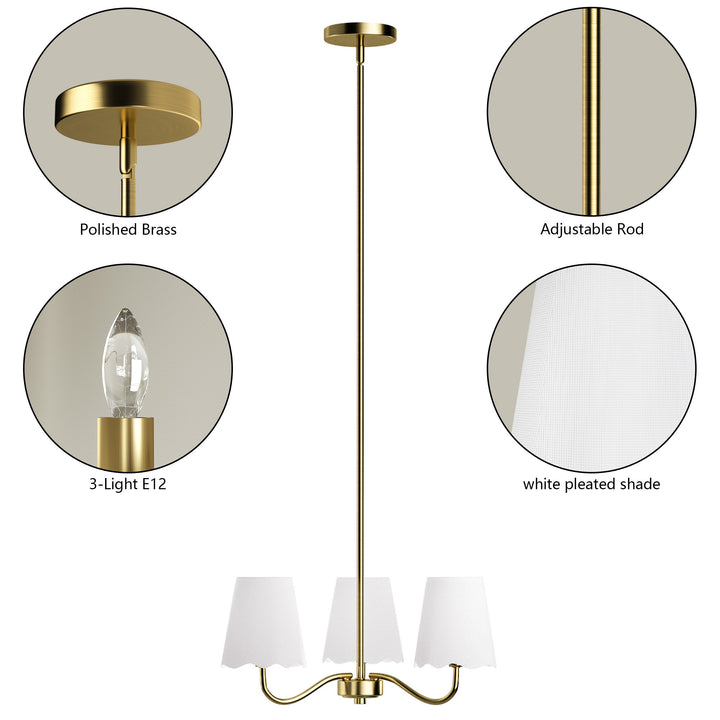 Twilight 3-light 21"W Matte Black Modern Spider Chandelier with Linen Shades for Dining Room or Kitchen Island #39017