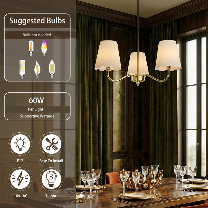 Twilight 3-light 21"W Matte Black Modern Spider Chandelier with Linen Shades for Dining Room or Kitchen Island #39017