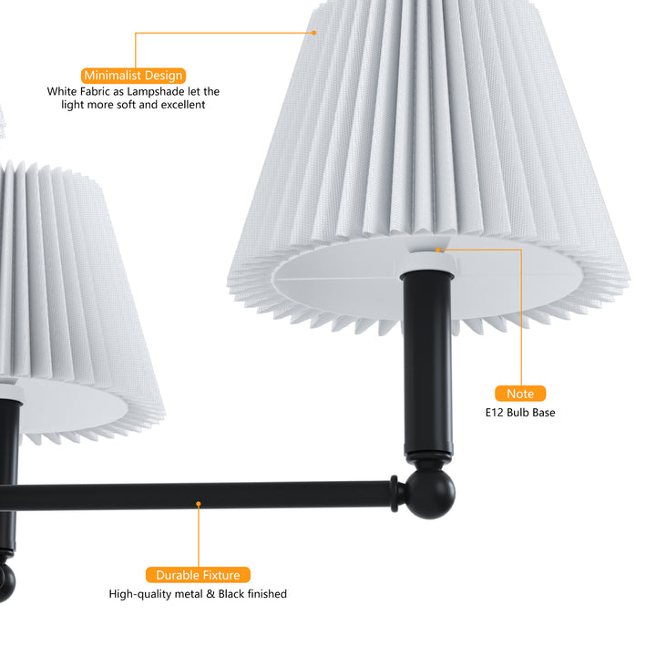 Twilight 4-light Mid-century Modern Adjustable Sloped Chandelier With Iron Frame And White Linen Shades For Dining Room #39008