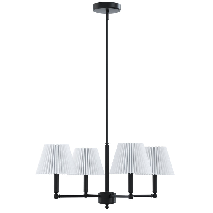 Twilight 4-light Mid-century Modern Adjustable Sloped Chandelier With Iron Frame And White Linen Shades For Dining Room #39008