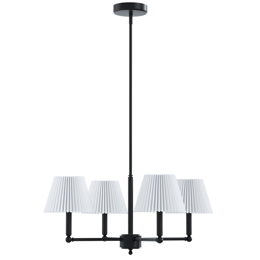Glow 4-light Mid-century Modern Adjustable Sloped Chandelier With Iron Frame And White Linen Shades For Dining Room #39008