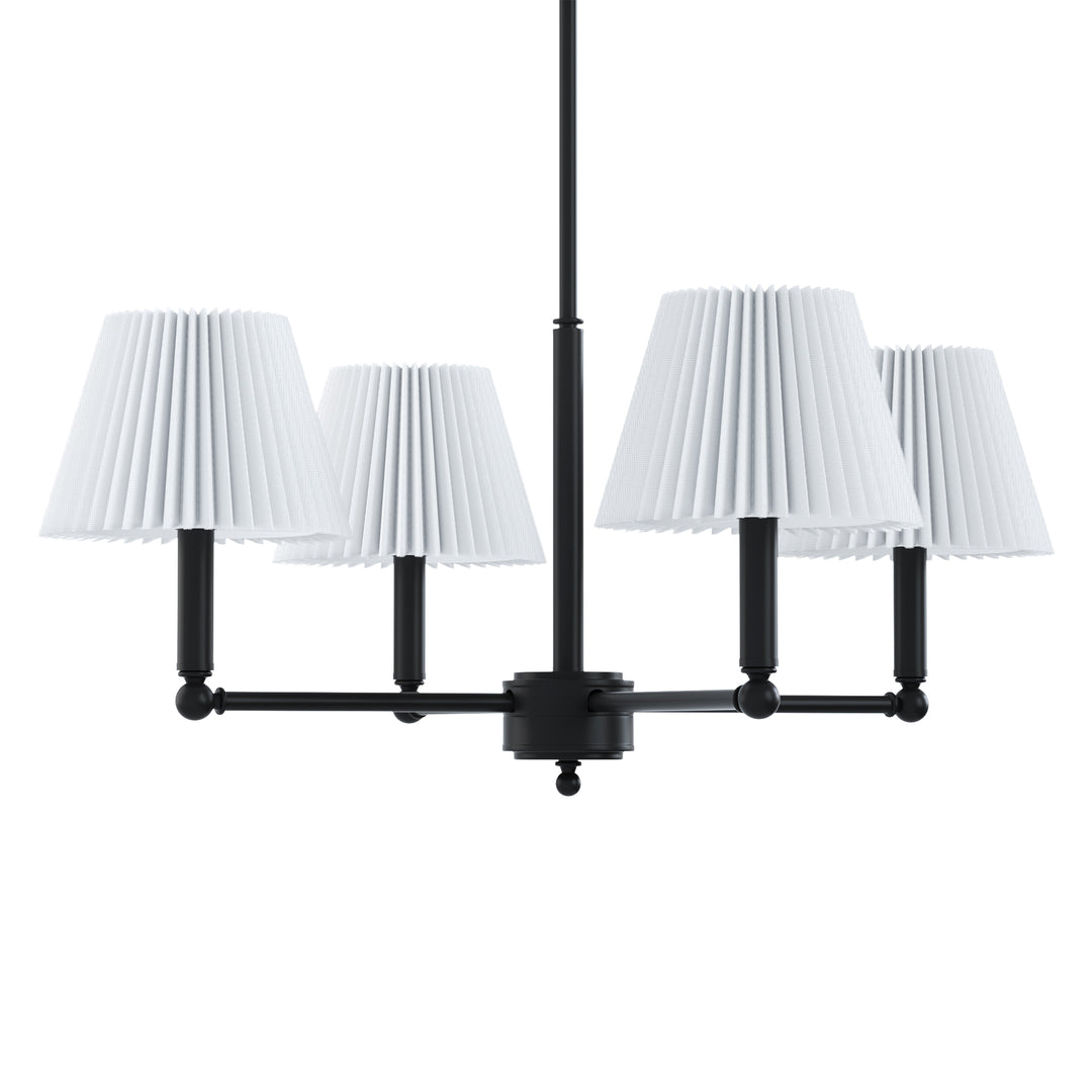 Twilight 4-light Mid-century Modern Adjustable Sloped Chandelier With Iron Frame And White Linen Shades For Dining Room #39008
