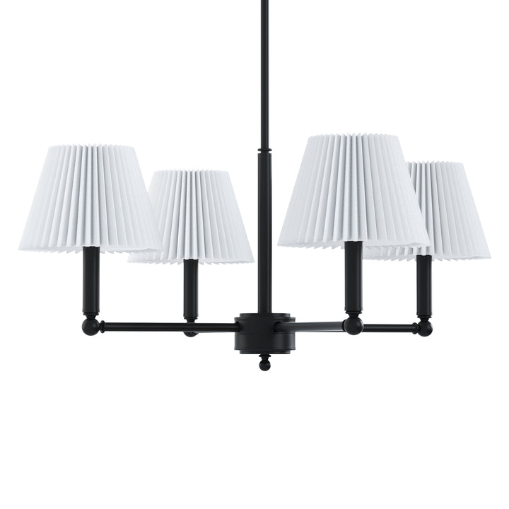 Twilight 4-light Mid-century Modern Adjustable Sloped Chandelier With Iron Frame And White Linen Shades For Dining Room #39008