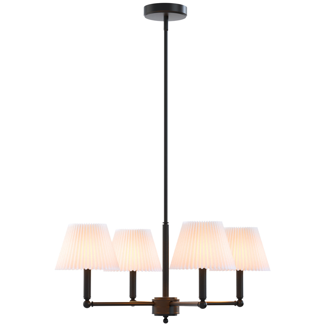 Twilight 4-light Mid-century Modern Adjustable Sloped Chandelier With Iron Frame And White Linen Shades For Dining Room #39008