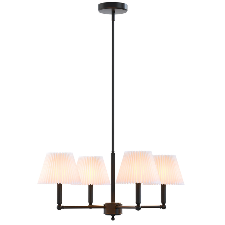 Twilight 4-light Mid-century Modern Adjustable Sloped Chandelier With Iron Frame And White Linen Shades For Dining Room #39008