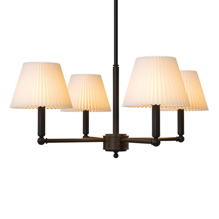 Twilight 4-light Mid-century Modern Adjustable Sloped Chandelier With Iron Frame And White Linen Shades For Dining Room #39008