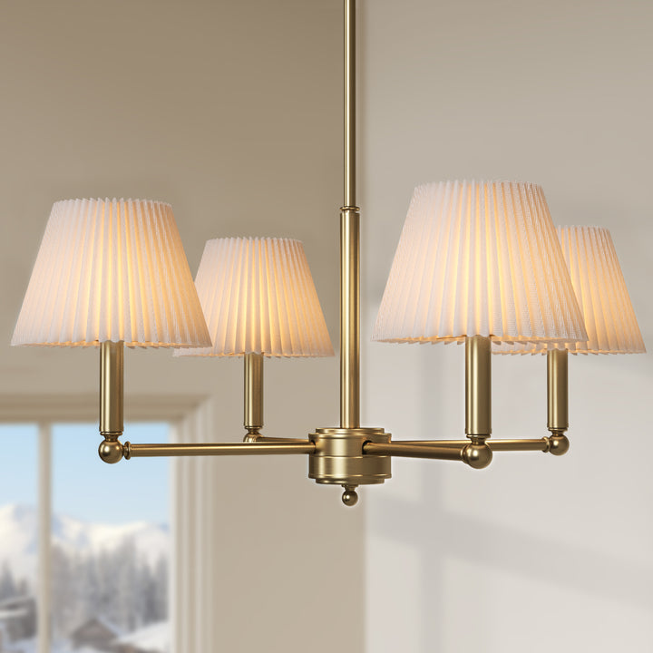 Twilight 4-light Mid-century Modern Adjustable Sloped Chandelier With Iron Frame And White Linen Shades For Dining Room #39008