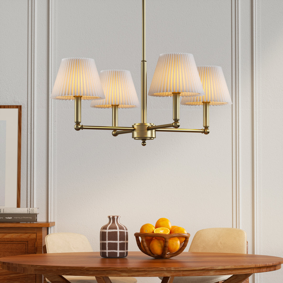 Twilight 4-light Mid-century Modern Adjustable Sloped Chandelier With Iron Frame And White Linen Shades For Dining Room #39008