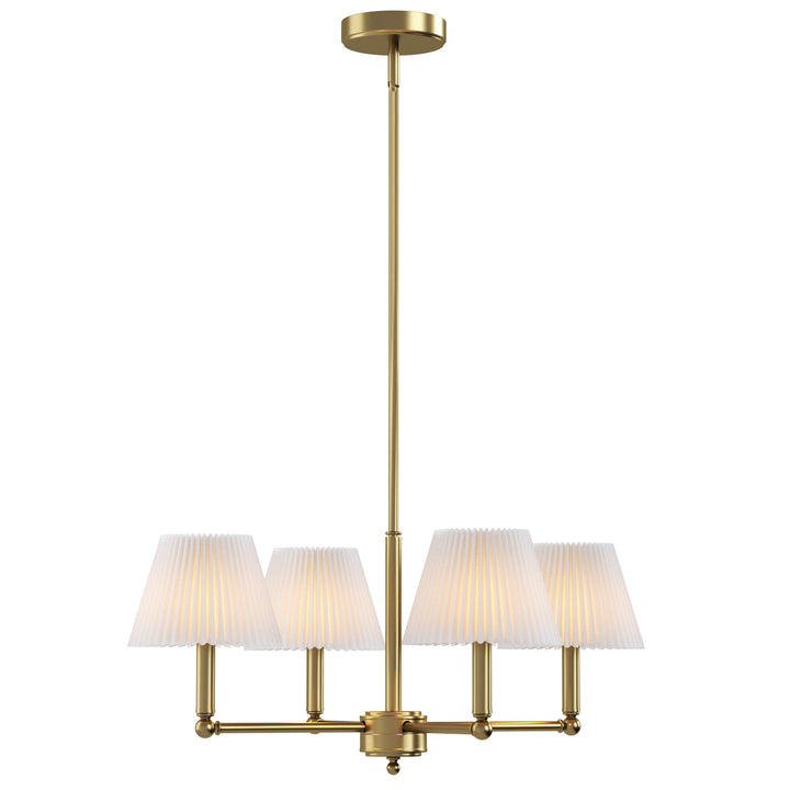 Twilight 4-light Mid-century Modern Adjustable Sloped Chandelier With Iron Frame And White Linen Shades For Dining Room #39008