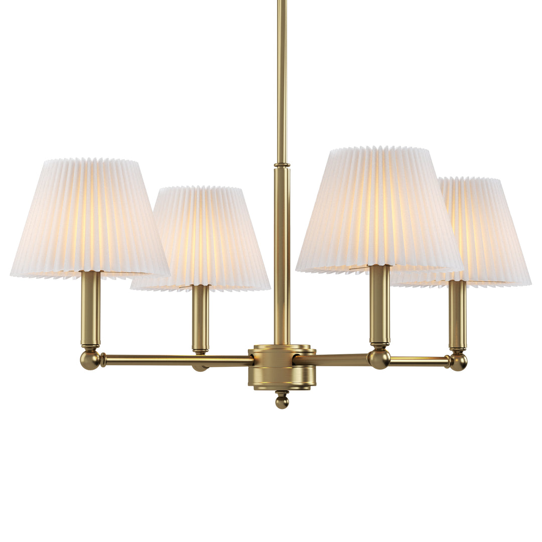 Twilight 4-light Mid-century Modern Adjustable Sloped Chandelier With Iron Frame And White Linen Shades For Dining Room #39008