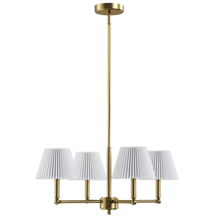 Twilight 4-light Mid-century Modern Adjustable Sloped Chandelier With Iron Frame And White Linen Shades For Dining Room #39008
