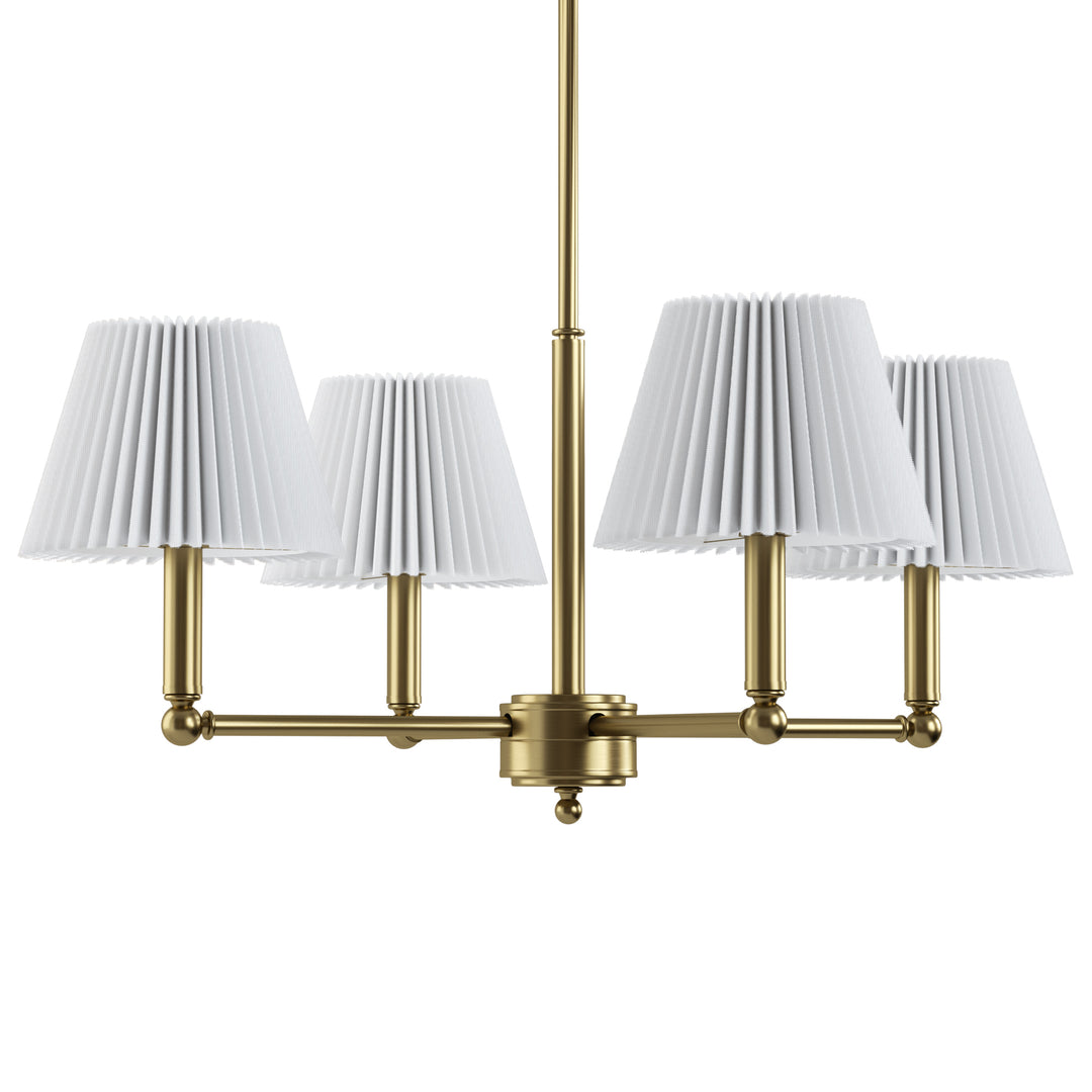 Twilight 4-light Mid-century Modern Adjustable Sloped Chandelier With Iron Frame And White Linen Shades For Dining Room #39008