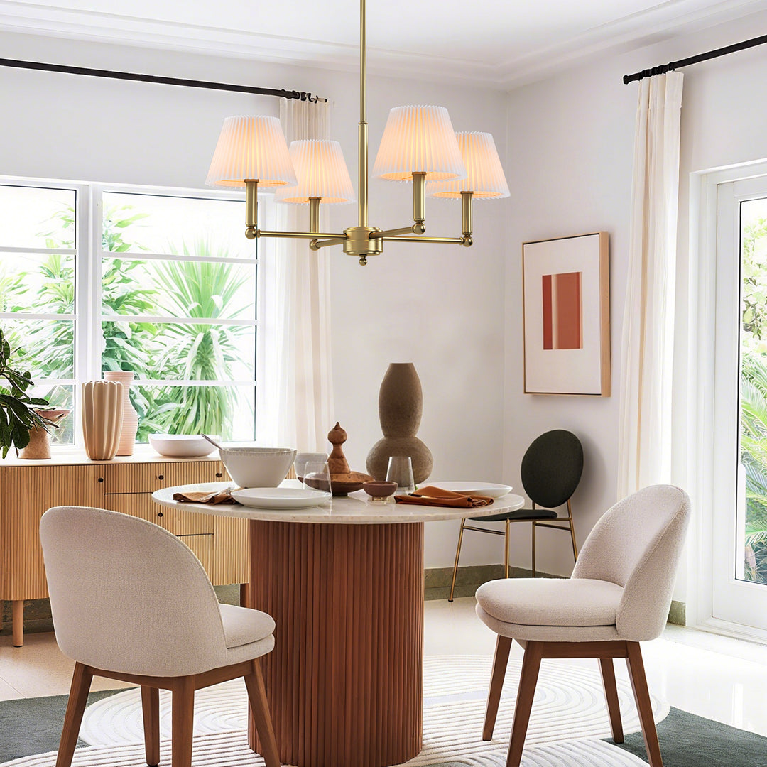 Twilight 4-light Mid-century Modern Adjustable Sloped Chandelier With Iron Frame And White Linen Shades For Dining Room #39008