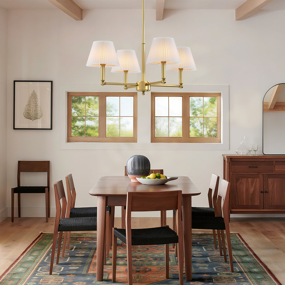 Twilight 4-light Mid-century Modern Adjustable Sloped Chandelier With Iron Frame And White Linen Shades For Dining Room #39008