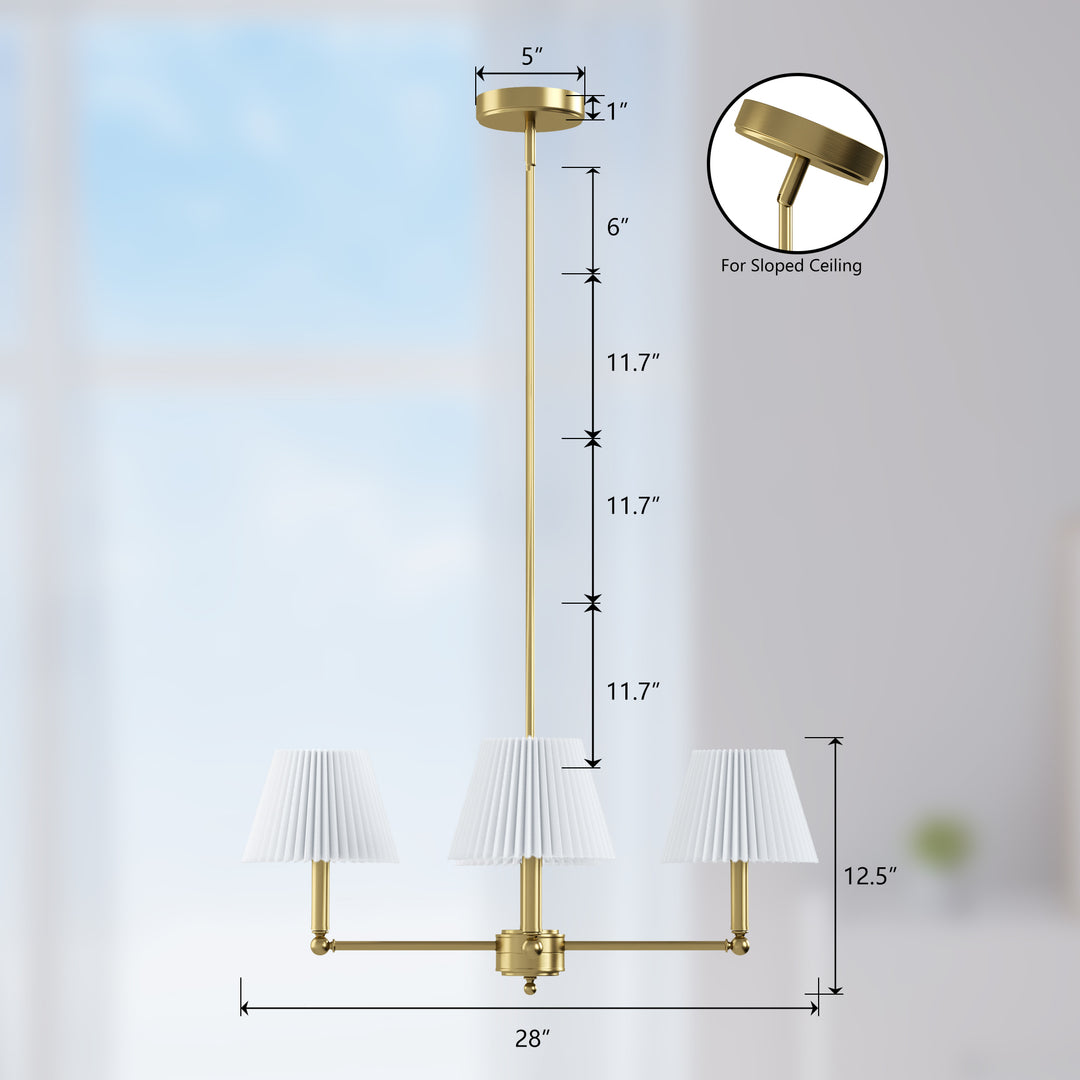 Twilight 4-light Mid-century Modern Adjustable Sloped Chandelier With Iron Frame And White Linen Shades For Dining Room #39008