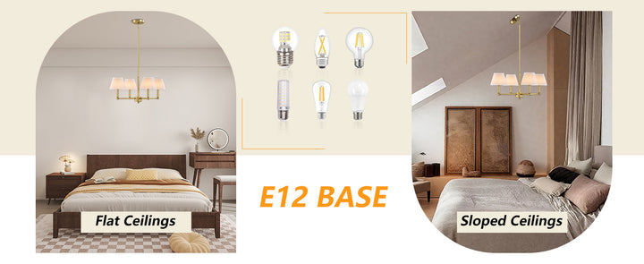 Twilight 4-light Mid-century Modern Adjustable Sloped Chandelier With Iron Frame And White Linen Shades For Dining Room #39008