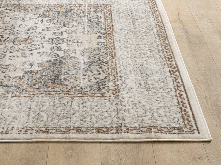 4modernhome Louane Performance Turkish Brown/Cream Area Rug #TM1