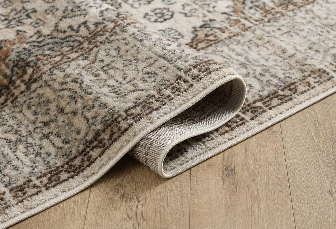 4modernhome Louane Performance Turkish Brown/Cream Area Rug #TM1