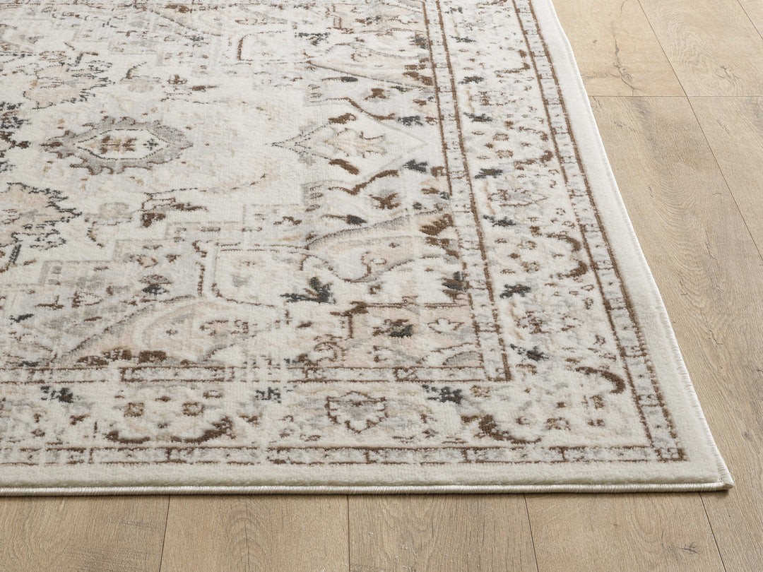 4modernhome Losh Performance Brown/Beige/Cream Area Rug #TM7