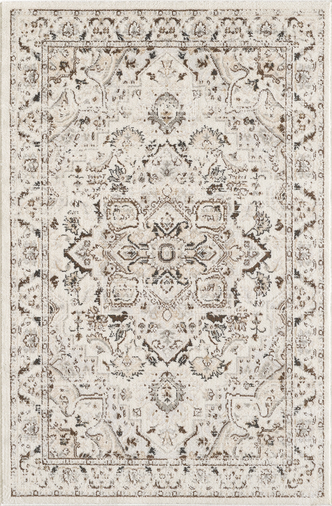 4modernhome Losh Performance Brown/Beige/Cream Area Rug #TM7