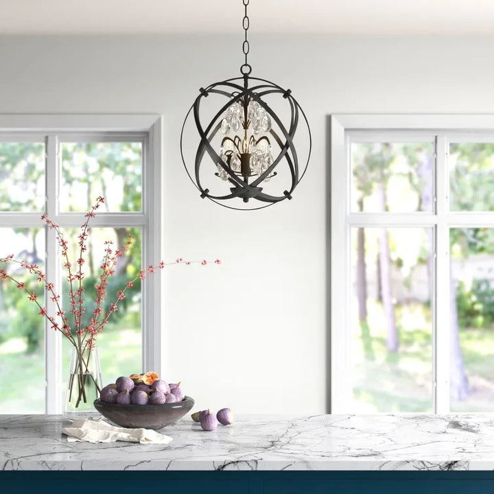 Maxax 4 - Light Unique/Statement Globe Chandelier With Crystal #MX19026