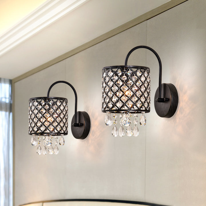 Maxax1 - Light Black Crystal Armed Sconce (Set of 2)#MXSU-4-1-W