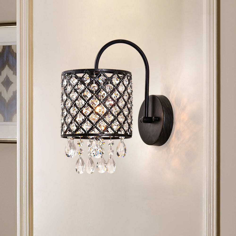 Maxax1 - Light Black Crystal Armed Sconce (Set of 2)#MXSU-4-1-W