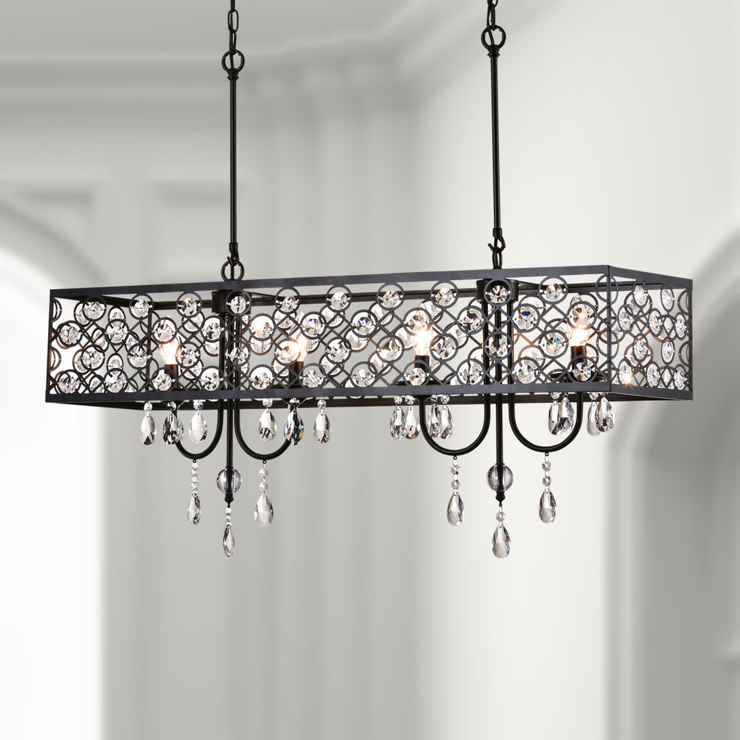 Maxax 4 - Light Unique Rectangle Crystal Chandelier #MXSU-5-4BK-P