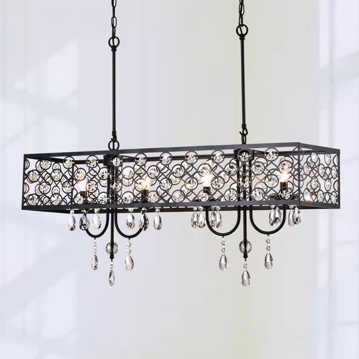 Maxax 4 - Light Unique Rectangle Crystal Chandelier #MXSU-5-4BK-P