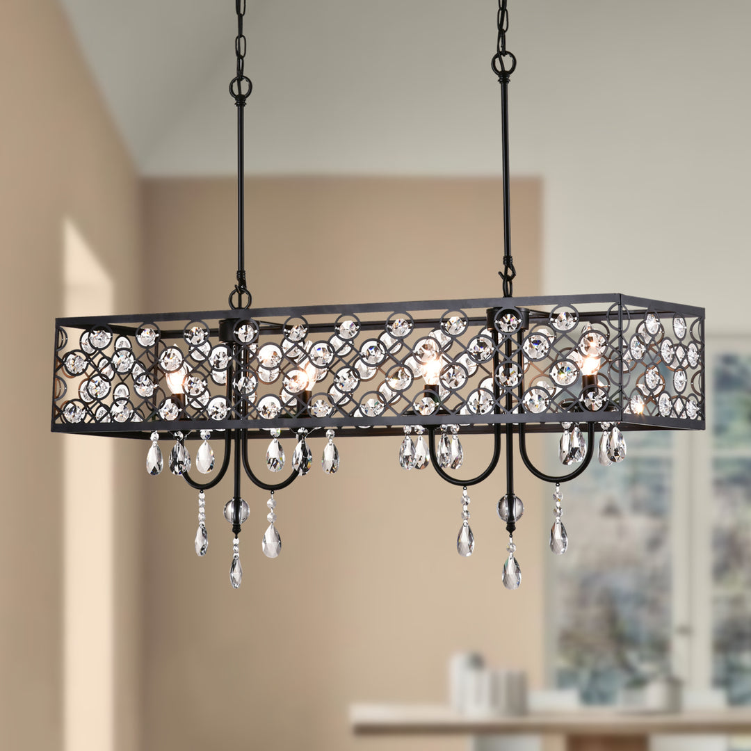 Maxax 4 - Light Unique Rectangle Crystal Chandelier #MXSU-5-4BK-P