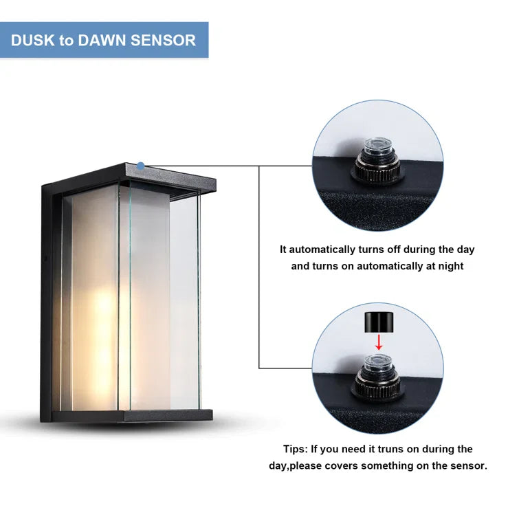 Montpelier Wall Sconce Dusk to Dawn Photocell, Outdoor Wall Lantern with Clear Glass Shade #2264/2W