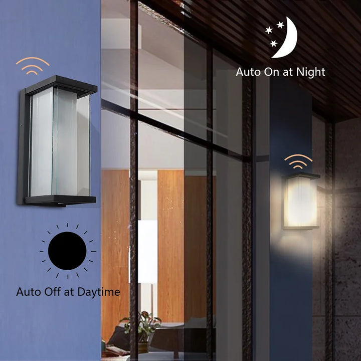 Montpelier Wall Sconce Dusk to Dawn Photocell, Outdoor Wall Lantern with Clear Glass Shade #2264/2W