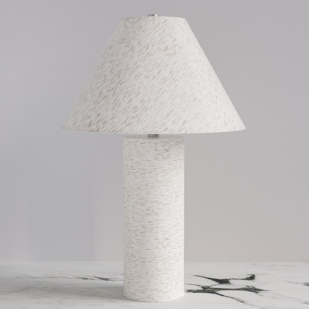 22.75'' White Resin-Wrapped Fabric Table Lamp With Usb For Living Room/Bedroom