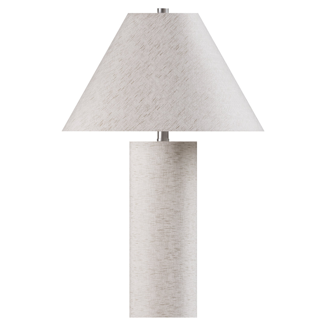 22.75'' White Resin-Wrapped Fabric Table Lamp With Usb For Living Room/Bedroom