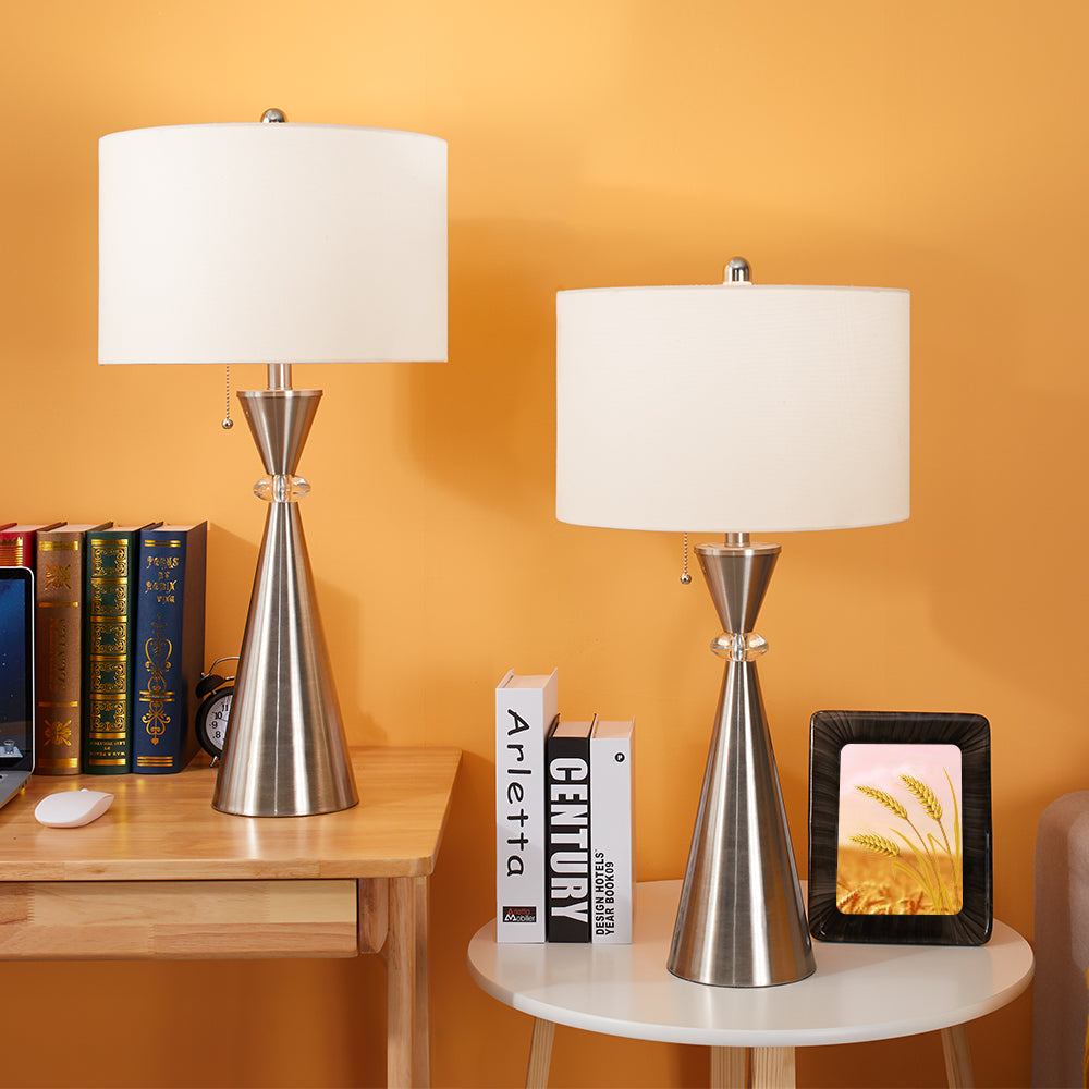 Maxax 28.25in Nickel Table Lamp Set with USB (Set of 2) #T07