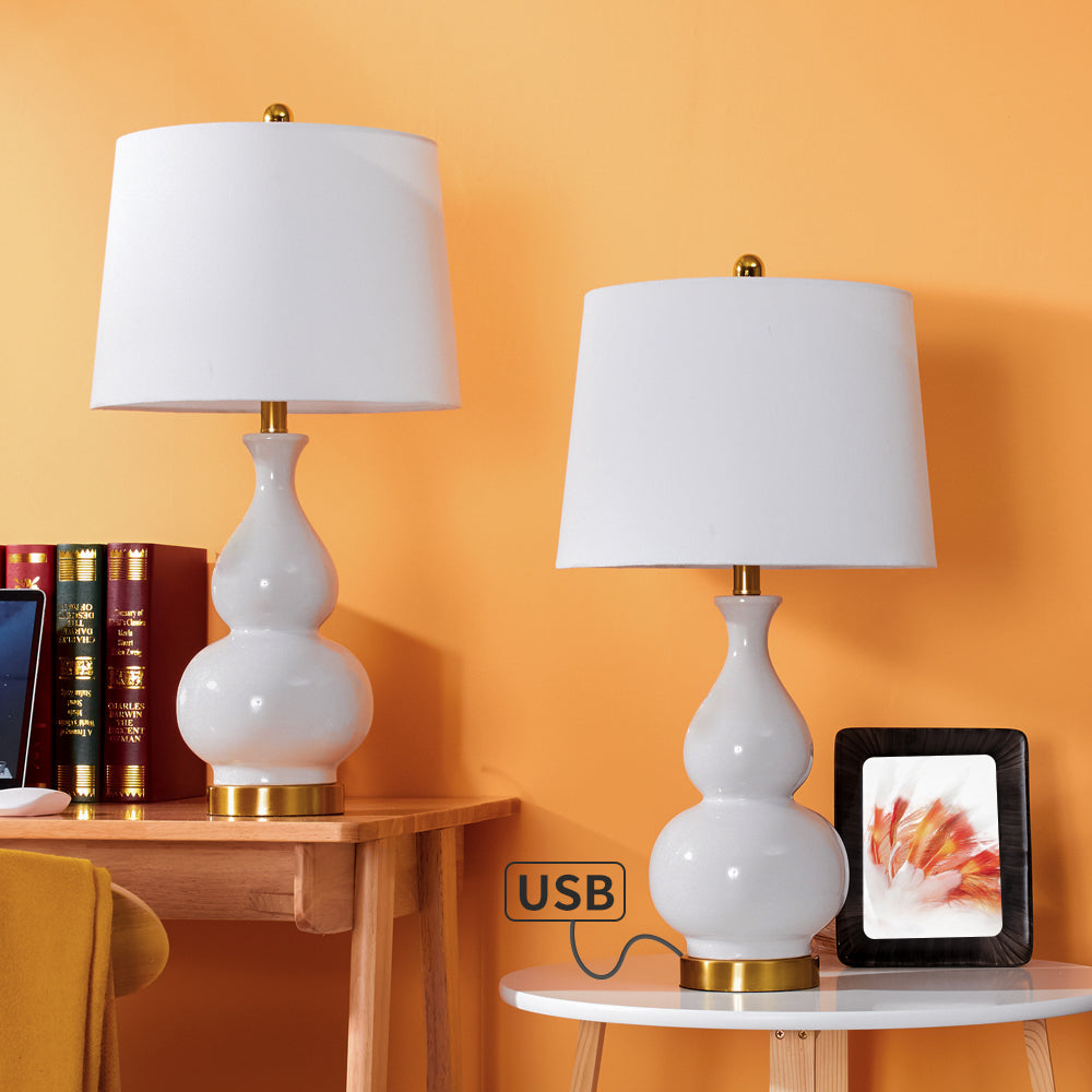 Maxax 26.75in Table Lamp Set with USB (Set of 2)