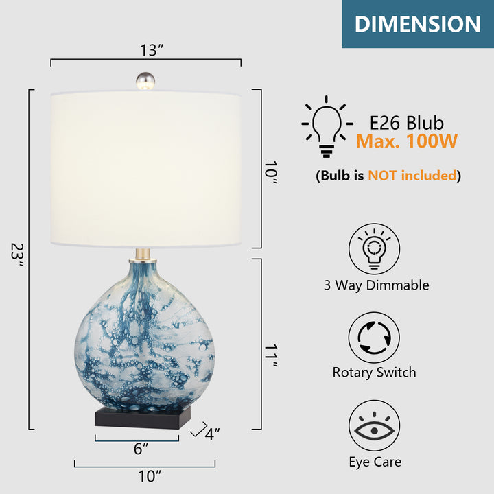 Maxax 23 Inch Bedside Blue Table Lamp #T101