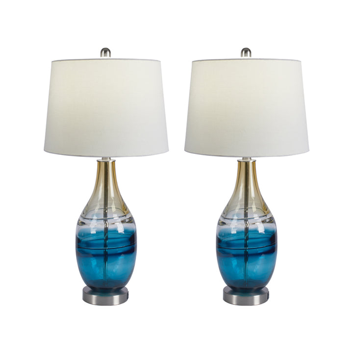 Tomi 27.37in Blue Table Lamp Set