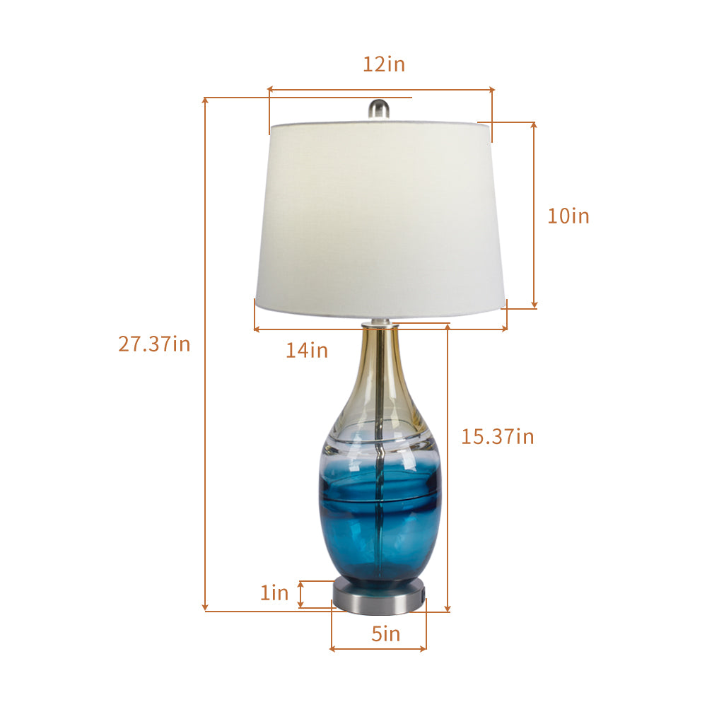 Tomi 27.37in Blue Table Lamp Set