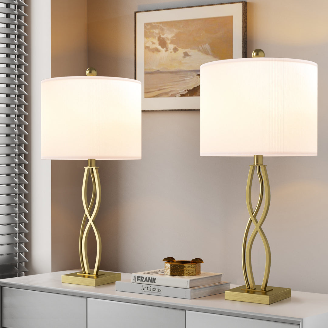 26'' Modern Black Metal Table Lamp For Living Room/bedroom (Set of 2) #T168