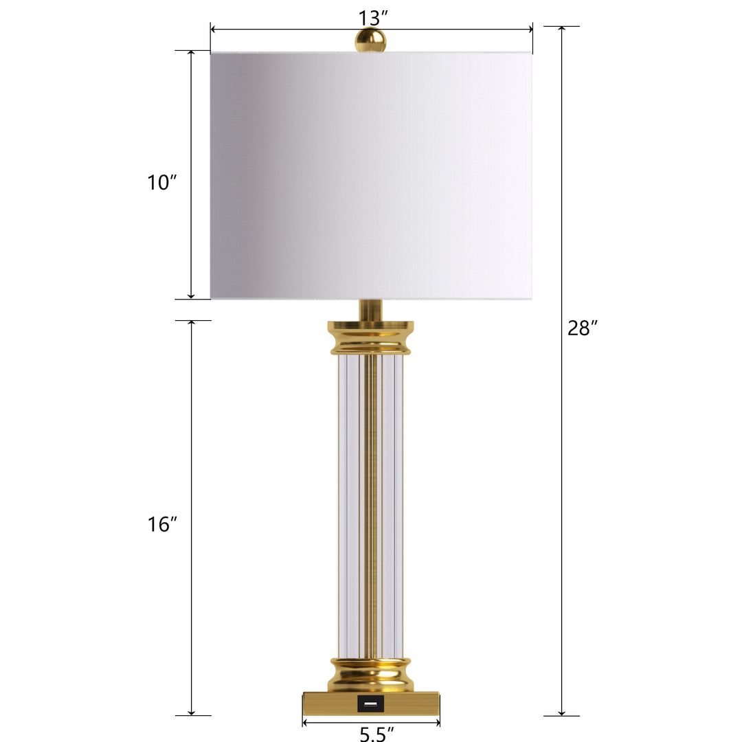 28'' Metal Glass Table Lamp Set For Living Room/Bedroom