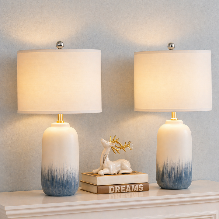 23.5" Chanise Ceramic Table Lamp For Living Room/Bedroom (Set of 2) #T198