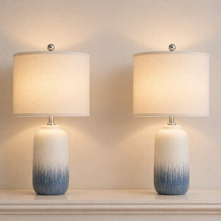 23.5" Chanise Ceramic Table Lamp For Living Room/Bedroom (Set of 2) #T198