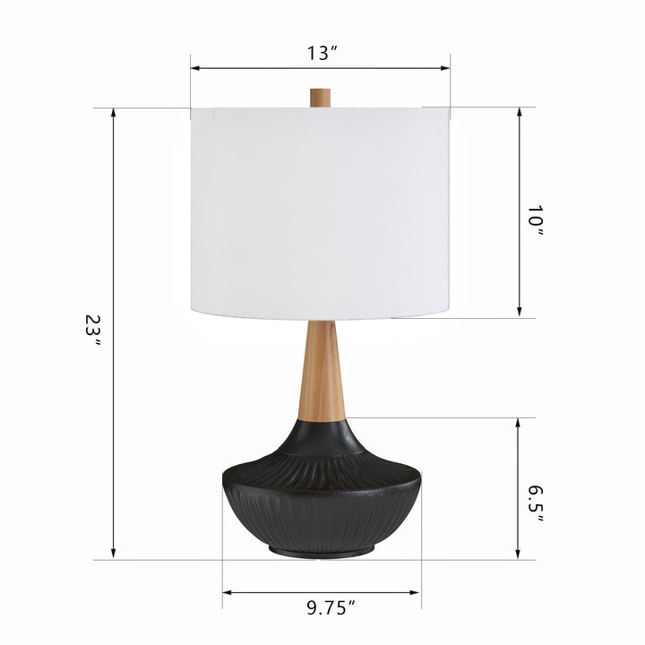 23'' Lodge Ceramic Wood Table Lamp For Living Room/bedroom