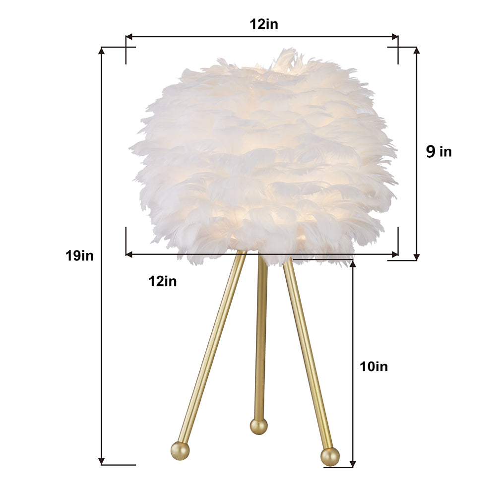 Maxax 19in Gold Tripod Pink Feather Lamp Set (Set of 2) #T21